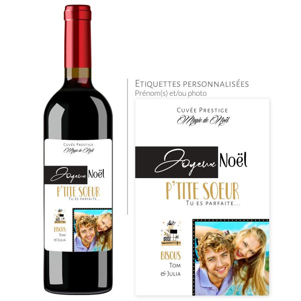 Cadeau noël Petite Soeur | Bouteille personnalisée Tu es parfaite - Vins Rouges Harmonieux pour Chaque Occasion