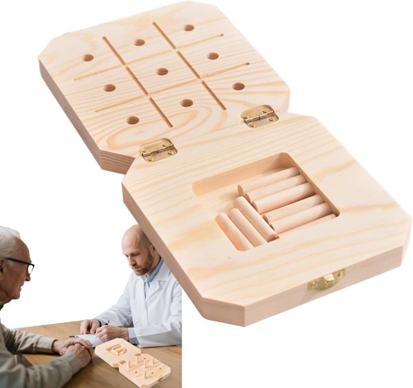 Boîtier en bois à 9 trous pour coordination et dextérité - Vins Rouges Harmonieux pour Chaque Occasion