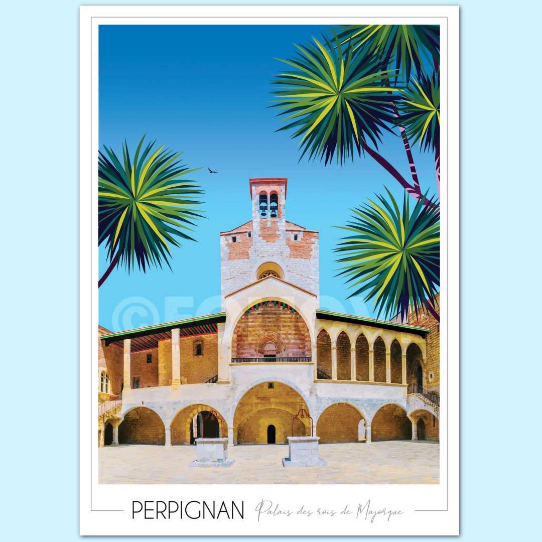 Affiche Perpignan – Palais des rois de Majorque - Vins Rouges Harmonieux pour Chaque Occasion Affiche Perpignan – Palais des rois de Majorque - Vins Rouges Harmonieux pour Chaque Occasion