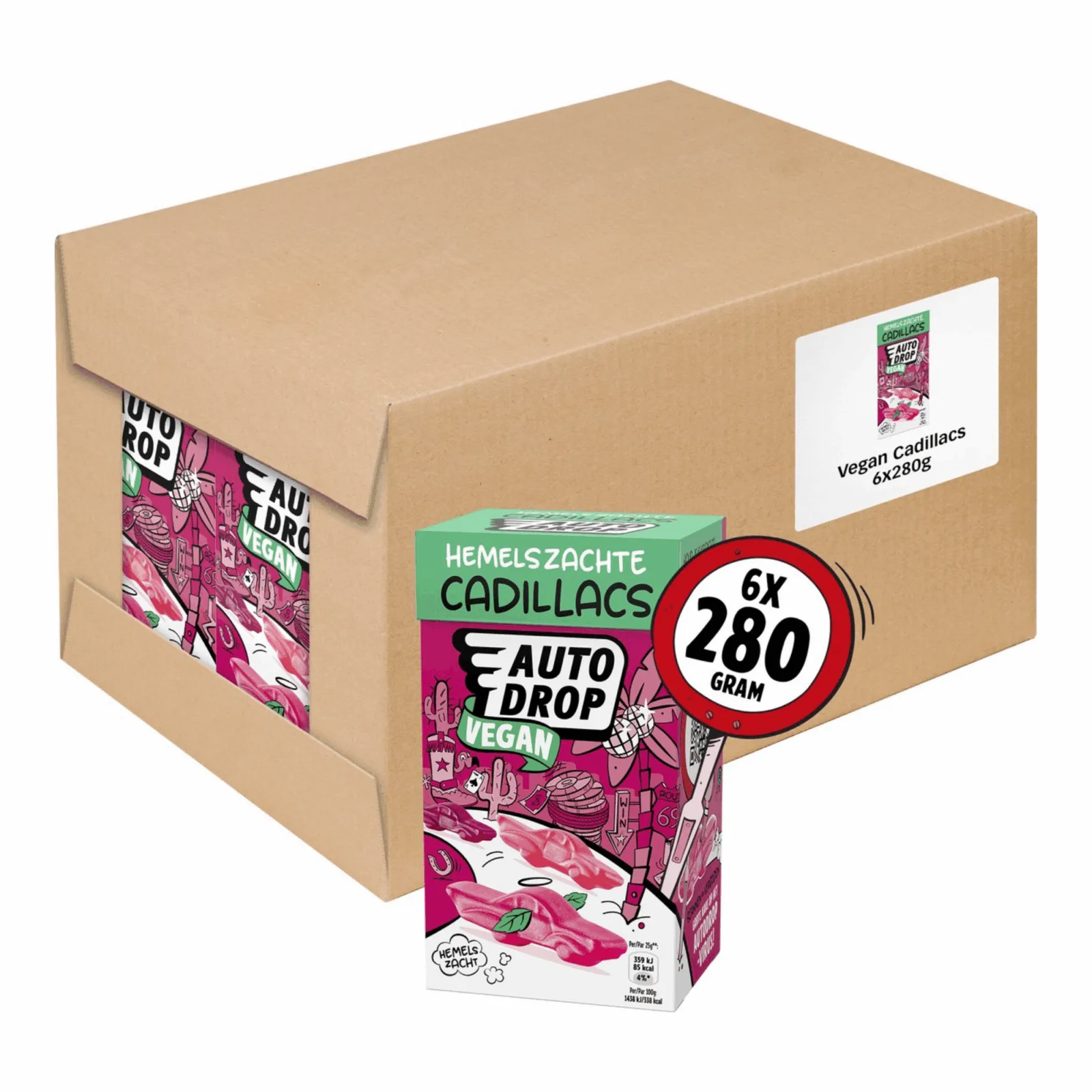 Autodrop Mixdoos Cadillacs Vegan (6x 280g) - Vins Rouges Harmonieux pour Chaque Occasion Autodrop Mixdoos Cadillacs Vegan (6x 280g) - Vins Rouges Harmonieux pour Chaque Occasion