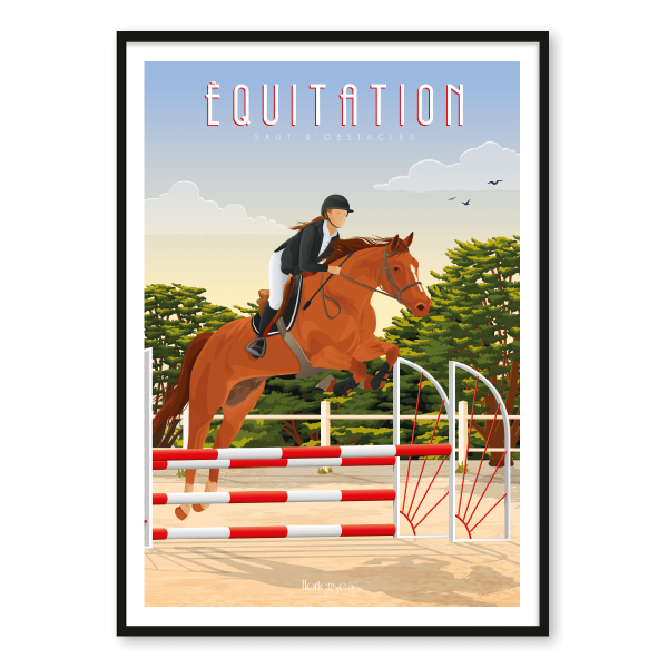 Affiche Equitation – saut d&rsquo;obstacles - Vins Rouges Harmonieux pour Chaque Occasion