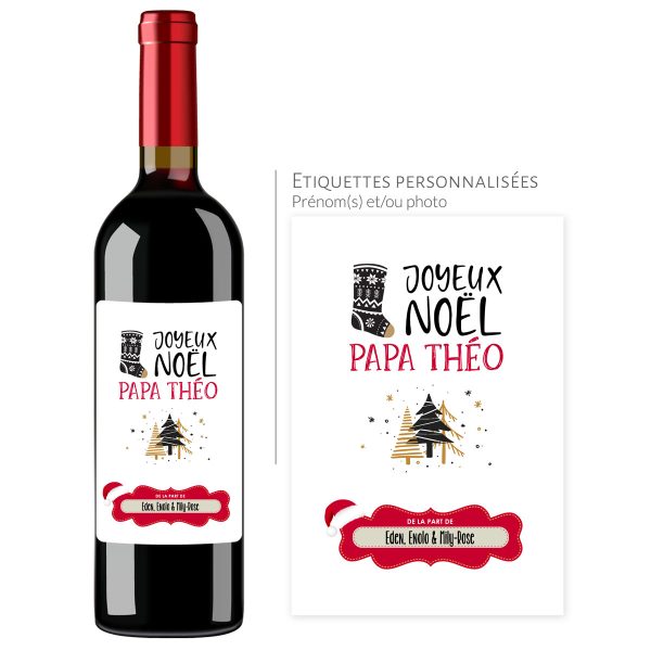 Cadeau noël papa | Bouteille personnalisée joyeux noël papa - Vins Rouges Harmonieux pour Chaque Occasion