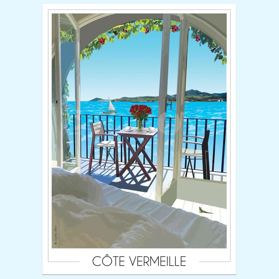 Affiche Côte Vermeille Terrasse - Vins Rouges Harmonieux pour Chaque Occasion Affiche Côte Vermeille Terrasse - Vins Rouges Harmonieux pour Chaque Occasion