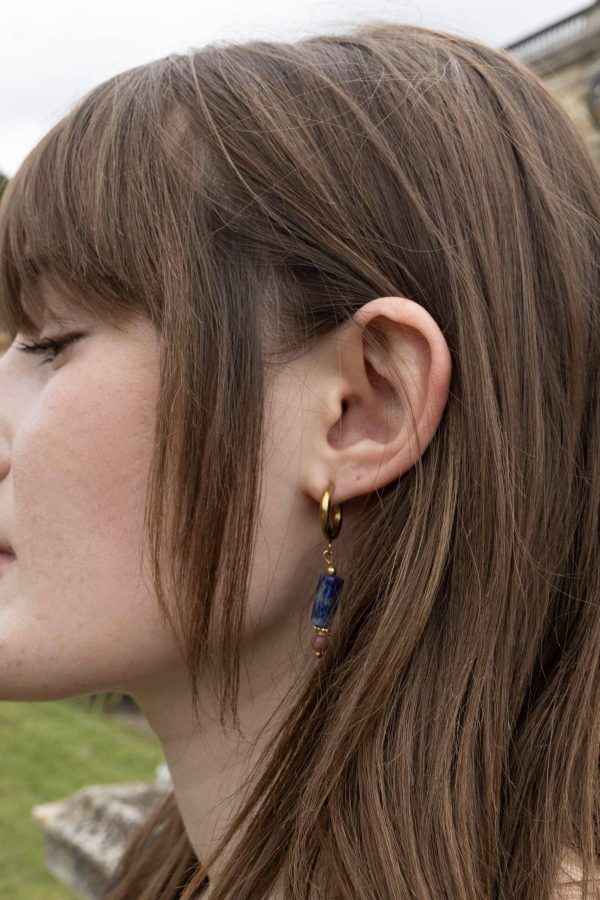 Boucles d'Oreilles Margot Lapis Lazuli et Rhodonite - Vins Rouges Harmonieux pour Chaque Occasion