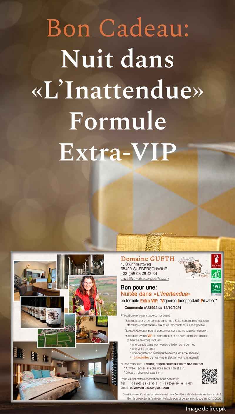 Bon cadeau : Une nuit dans la suite premium « L’Inattendue » pour 2 personnes en formule Extra-VIP - Vins Rouges Harmonieux pour Chaque Occasion Bon cadeau : Une nuit dans la suite premium « L’Inattendue » pour 2 personnes en formule Extra-VIP - Vins Rouges Harmonieux pour Chaque Occasion