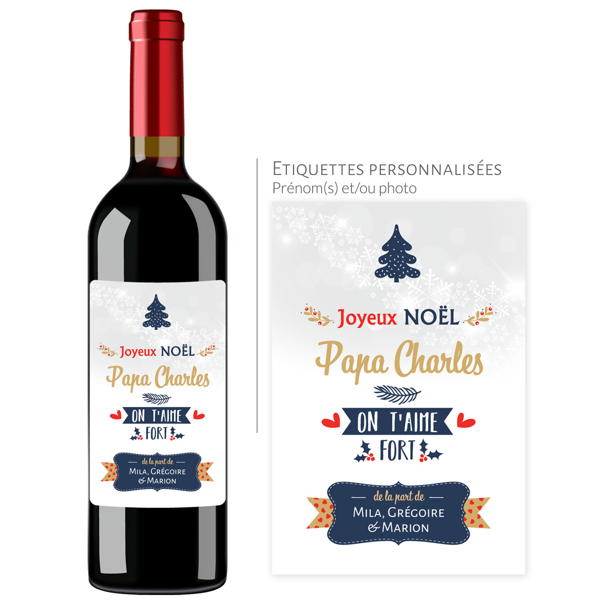Cadeau noël papa | Bouteille personnalisée on t’aime fort - Vins Rouges Harmonieux pour Chaque Occasion Cadeau noël papa | Bouteille personnalisée on t’aime fort - Vins Rouges Harmonieux pour Chaque Occasion