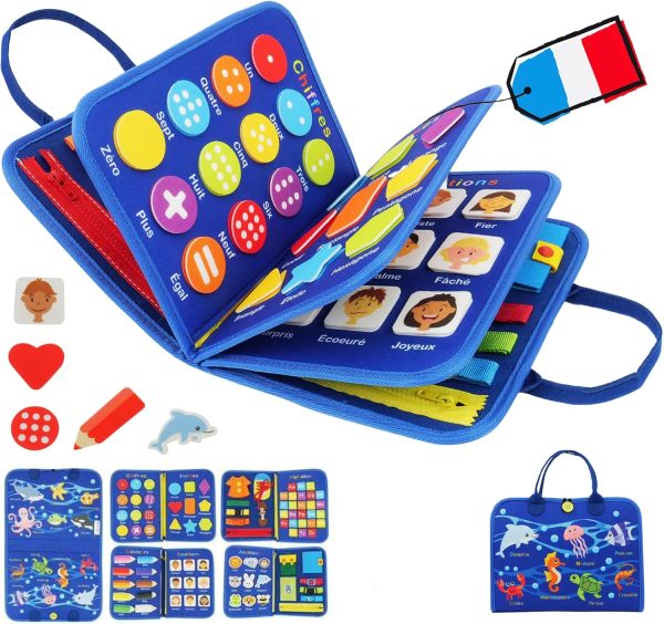Busy Board Montessori : Jouet Éducatif Sensoriel 9-en-1 pour Enfants de 2 à 5 ans - Vins Rouges Harmonieux pour Chaque Occasion