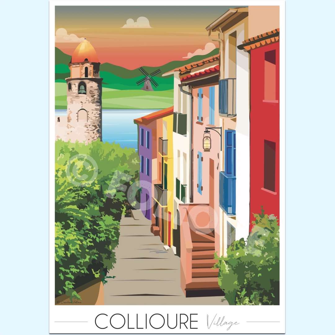 Affiche Collioure Village - Vins Rouges Harmonieux pour Chaque Occasion Affiche Collioure Village - Vins Rouges Harmonieux pour Chaque Occasion