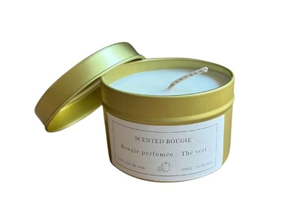 Bougie artisanale parfumée au Thé Vert – 100g - Vins Rouges Harmonieux pour Chaque Occasion
