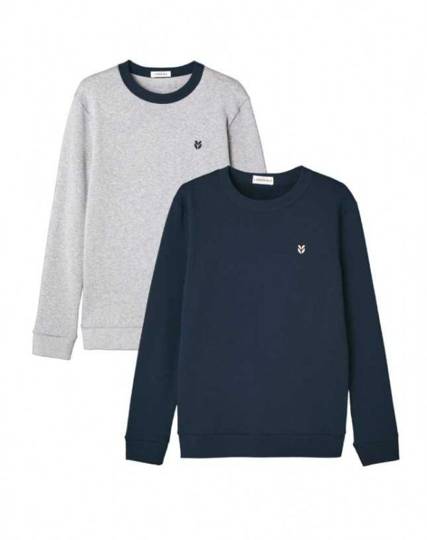 2x Sweat En Coton Bio Molleton – Gris – Marine - Vins Rouges Harmonieux pour Chaque Occasion