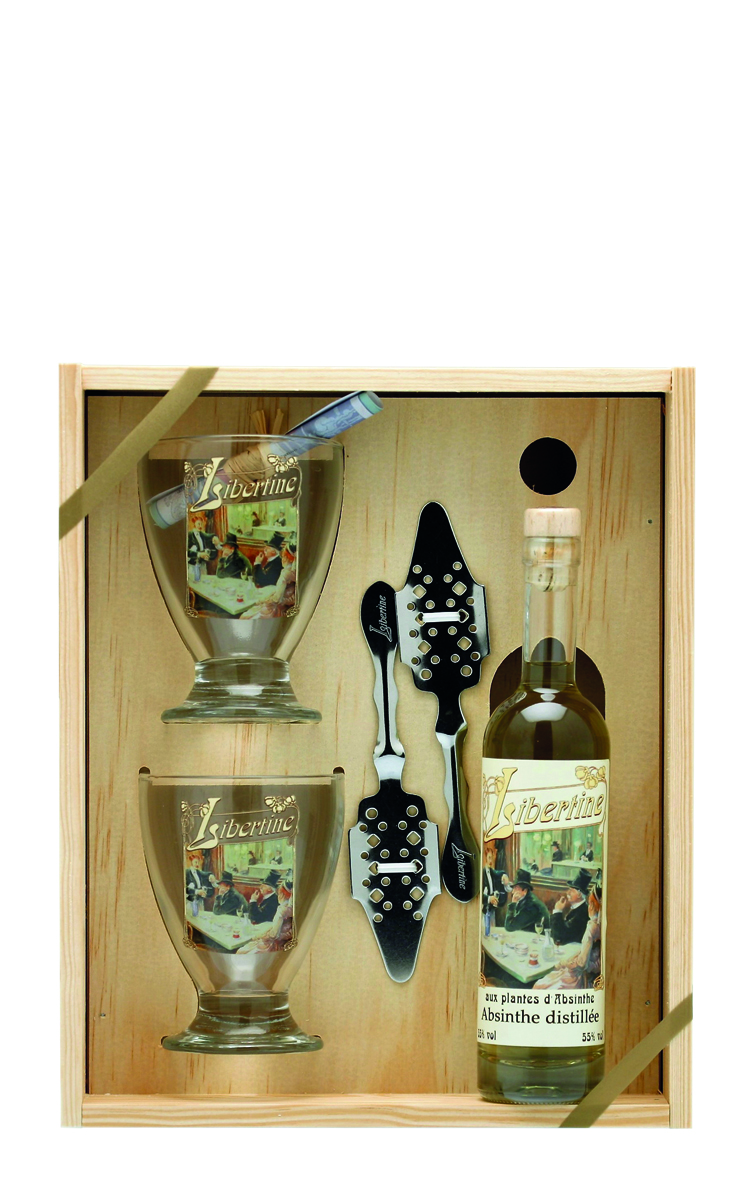 Absinthe Libertine® Originale 55% vol. caisse bois 1 btl 20cl + 2 verres + 2 cuillères - Vins Rouges Harmonieux pour Chaque Occasion Absinthe Libertine® Originale 55% vol. caisse bois 1 btl 20cl + 2 verres + 2 cuillères - Vins Rouges Harmonieux pour Chaque Occasion