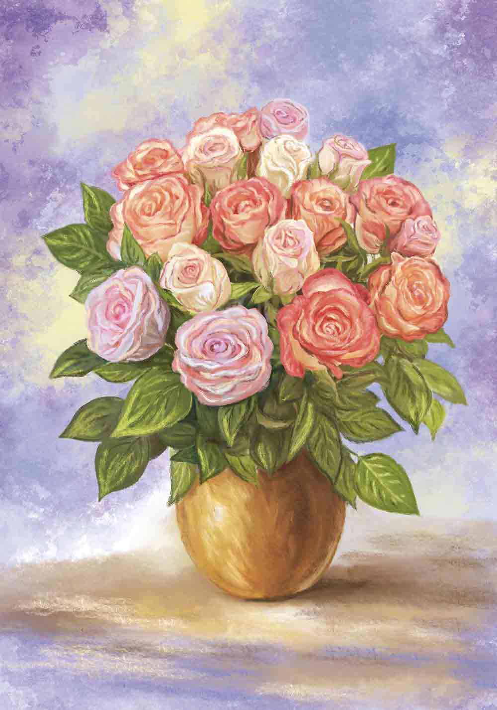 Affiche bouquet de roses – Poster Vase en terre cuite - Vins Rouges Harmonieux pour Chaque Occasion Affiche bouquet de roses – Poster Vase en terre cuite - Vins Rouges Harmonieux pour Chaque Occasion