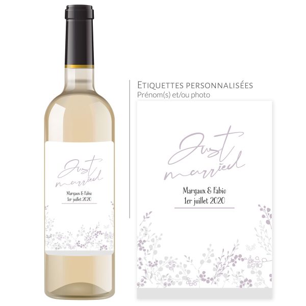 Bouteille personnalisée mariage | Just Married, date et prénoms - Vins Rouges Harmonieux pour Chaque Occasion