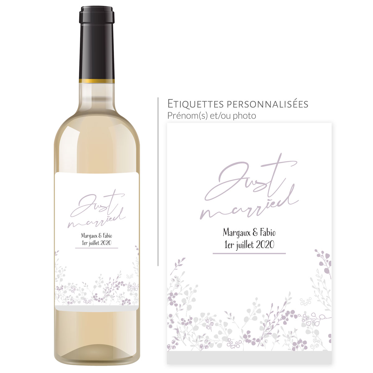 Bouteille personnalisée mariage | Just Married, date et prénoms - Vins Rouges Harmonieux pour Chaque Occasion Bouteille personnalisée mariage | Just Married, date et prénoms - Vins Rouges Harmonieux pour Chaque Occasion