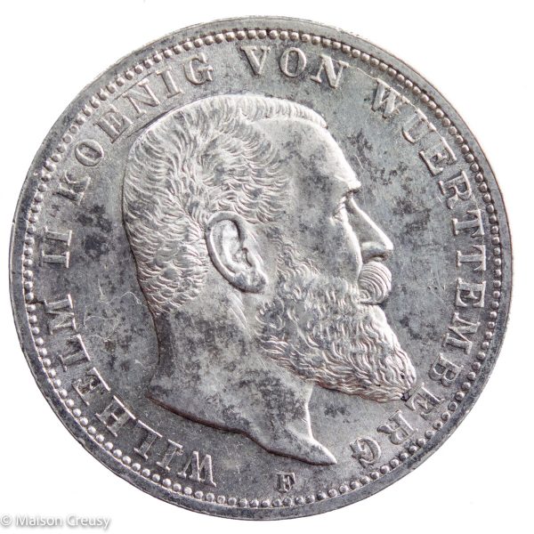 Allemagne Wurtemberg 3 mark 1911 F - Vins Rouges Harmonieux pour Chaque Occasion